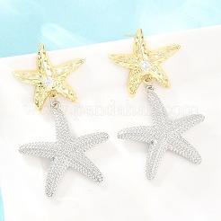 Boucles d'oreilles avec pendentif en laiton avec zircone cubique de micro pave&nbsp;EJEW-G471-29D-GP