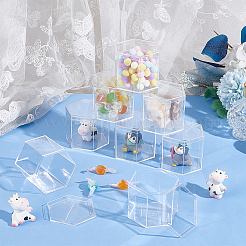 Шестигранные пластиковые ящики для хранения с крышкой CON-WH0084-81