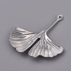真鍮チャーム  イチョウ葉  プラチナ  29x26x1.5mm  穴：1mm&nbsp;LS-KK-L195-03P