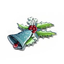 印刷されたアクリルパーツ  クリスマスのために  クリスマスベル模様  45x32x2mm  穴：1.8mm&nbsp;MACR-F072-02F