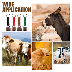 4 шт. 4-х цветные железные колокольчики в виде медведя с брелоком из тесьмы&nbsp;KEYC-NB0001-73