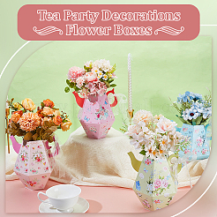 12 шт. 4-цветные бумажные коробки для цветов в форме чайного горшка для украшения центра CON-WH0086-181