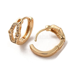 Овальные серьги-кольца из латуни с микропаве и цирконием EJEW-C073-48KCG