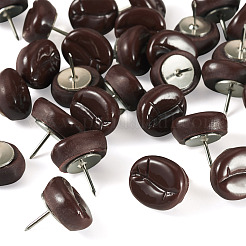 30 pièce de résine opaque en forme de grain de café avec punaises en fer&nbsp;AJEW-TADJ00003