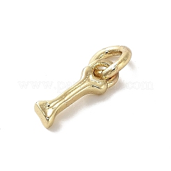 金色の真鍮のチャーム  ジャンプリング付き  骨  9.5x3x1.5mm&nbsp;KK-H493-01G-06
