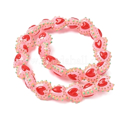 Запекаемые стеклянные бусины с рисунком в виде сердца LAMP-V001-09D