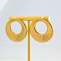 Плоские круглые серьги-гвоздики из текстурированной нержавеющей стали PG0495