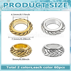 120 шт. 2 цвета тибетский стиль сплав европейские бусины&nbsp;FIND-LP0002-07