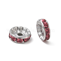 304ステンレススチールラインストーンスペーサービーズ  フラットラウンド/ dics  ステンレス鋼色  インドピンク  10x3mm  穴：2mm&nbsp;RB-CBA18B7-01P-08