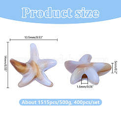 400PCSアクリルビーズ  天然石風  スター  ミックスカラー  14x13.5x5mm  穴：1.6mm  約1515個/500g&nbsp;SACR-HY0001-19