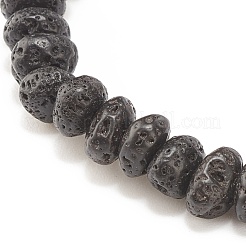 Bracciale elasticizzato con perline in pietra lavica naturale&nbsp;BJEW-JB08294-02