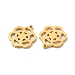 イオンプレーティング（IP）304ステンレスペンダント  中空花のチャーム  ゴールドカラー  18x15x1.4mm  穴：1.4mm&nbsp;STAS-M089-48G