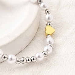 АБС искусственный жемчуг бусины плетеные браслеты из бисера для женщин BJEW-D317-09B-PG