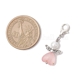 7 шт. подвеска в форме сердца ангела из акрила и стеклянного жемчуга HJEW-JM03729-01