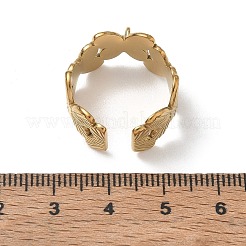 304ステンレススチール製カフオープンリングセッティング  カン付き  蝶  イオンプレーティング（ip）  ゴールドカラー  12mm  穴：2.5x2mm  18mm&nbsp;SA-CBA37BC-05G