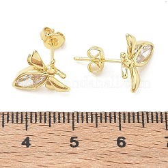 Ohrstecker aus Messing mit Pavé-Fassung und einem einzelnen Zirkonia&nbsp;KK-CBA98BA-19G