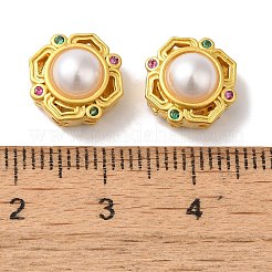 Покрытие стойки полые латунные бусины из кубического циркония&nbsp;KK-K381-16B-MG