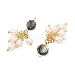 Colgantes con borlas de concha de abulón natural y perlas de agua dulce naturales&nbsp;PALLOY-JF06030