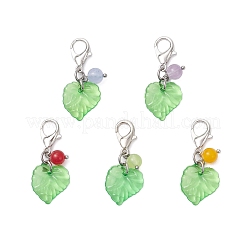 5 шт. подвесных украшений в виде пластиковых листьев&nbsp;HJEW-JM04179
