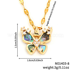 Модные латунные ожерелья с подвеской в виде бабочки из прозрачного кубического циркония HD0305-2