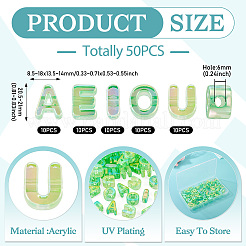 50 pièces 5 styles placage uv arc-en-ciel perles acryliques irisées&nbsp;OACR-TA0004-67D