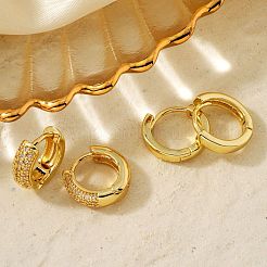 Комплекты серег-колец с латунным паве из прозрачного кубического циркония PB6387