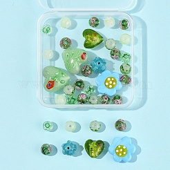 38 шт. 9 стиля стеклянных бусин ручной работы из серебряной фольги FOIL-FS0001-38