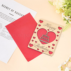 Деревянные поздравительные открытки на день рождения&nbsp;DIY-CP0011-91E