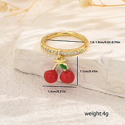 Женские кольца-пальцы с фруктами и подвеской из латуни с микропаве из кубических цирконий&nbsp;SK0908-4