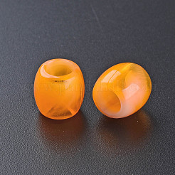 アクリルヨーロピアンビーズ  天然石風  大穴ビーズ  バレル  ダークオレンジ  11.5x11mm  穴：6mm  約770個/500g&nbsp;MACR-S375-003-06