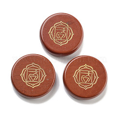 Rotondo piatto in pietra mista naturale con figurine di segni di chakra decorazioni per display&nbsp;DJEW-K025-01
