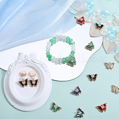 24шт 6 цвета латунь со стеклянными подвесками KK-SC0003-60