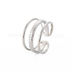 Anello polsino aperto a tripla linea in acciaio inossidabile 304 anti-ossidazione per donna&nbsp;LS-RJEW-S405-171P