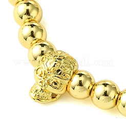 Braccialetti regolabili con teschio e perline intrecciate rotonde in ottone per donna uomo&nbsp;BJEW-JB10822