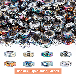 240 шт. 8-х цветные гальванизированные бусины из натуральной лавы&nbsp;G-OC0002-03
