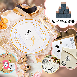 6шт. 6 стиля деревянных штампов с резинкой DIY-OC0013-34