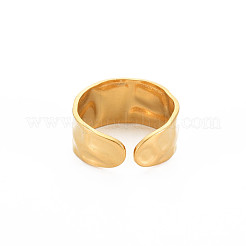 Ионное покрытие (ip) 304 нержавеющая сталь кованая плоская открытая манжета кольцо для женщин RJEW-S405-231G