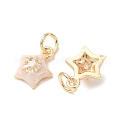 Zircone cubique transparente micro pavée de laiton avec breloques en émail&nbsp;CU-K002-49G-C