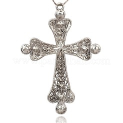 Antikem Silber-Legierung Strass Kreuz große Anhänger&nbsp;RB-J109-01AS