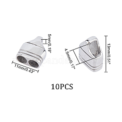 304ステンレススチールコードエンド  レザーコードブレスレット作り用  ステンレス鋼色  13x11x5mm  穴：4.5mm  10個/箱&nbsp;STAS-UN0007-91P