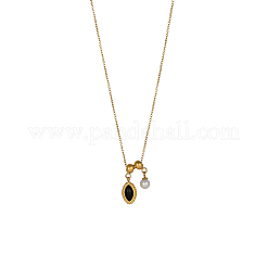 Runde Perlenketten aus Edelstahl 304 und Muschelperlen&nbsp;NJEW-OY002-48G