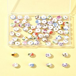 64шт 8 цвета фарфоровые бусины ручной работы с цветочным принтом PORC-FS0001-06