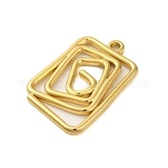 イオンプレーティング（IP）304ステンレスペンダント  18KGP本金メッキ  長方形  28x19x2mm  穴：1.8mm&nbsp;STAS-C104-28B-G