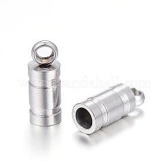 変色しにくい201ステンレススチールコードエンド  エンドキャップ  チューブ  ステンレス鋼色  8x3mm  穴：1.2mm  内径：2mm&nbsp;STAS-G122-02P