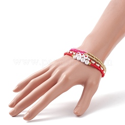 4шт 4 стиля сердце и слово поцелуй пластиковые браслеты из бисера стрейч набор&nbsp;BJEW-JB08699