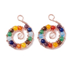 Gros pendentifs en laiton et pierres naturelles mélangées&nbsp;FIND-E023-03