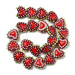 Запекаемые стеклянные бусины с рисунком в виде сердца LAMP-V001-07G