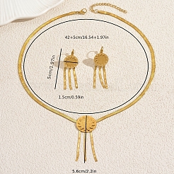 Комплекты серег и ожерелий из нержавеющей стали с плоскими круглыми бусинами и цветком для женщин AG5466