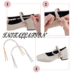 2 Satz 2 Farben runde ABS-Kunststoff-Imitationsperlen Anti-Loose High Heel-Schnürsenkel&nbsp;AJEW-HY0001-95