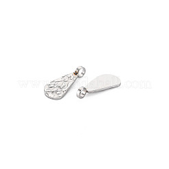 変色しない304ステンレススチールチャーム  ティアドロップ  ステンレス鋼色  12x5x0.5mm  穴：1.8mm&nbsp;STAS-N097-175P